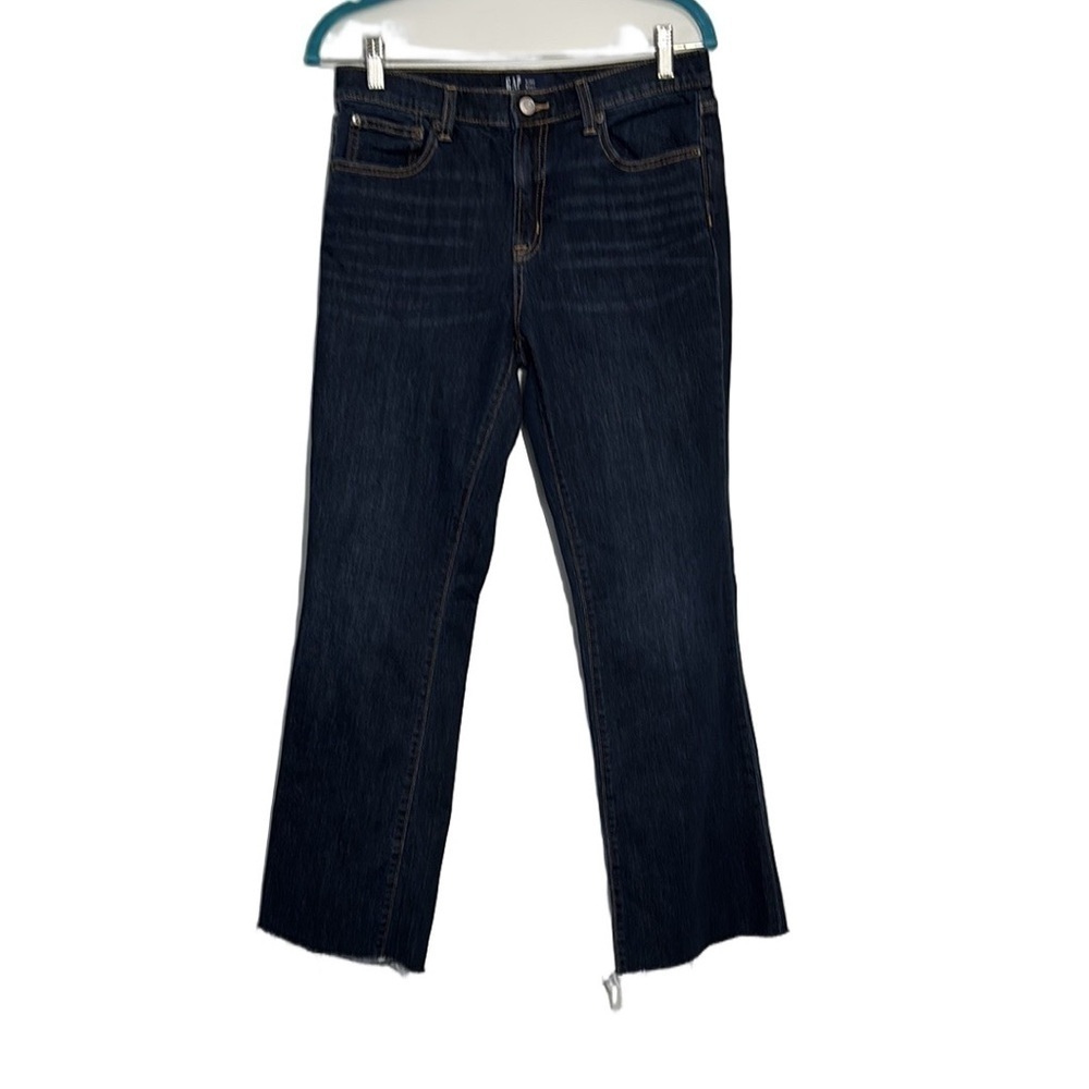 Gap Dark Wash Boot Cut Raw Hem Denim Jeans Size 6/28 Regular